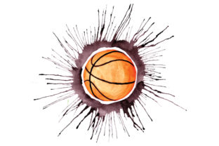 Basketball Paint Splatter Watercolor Style: Sports & Crafts