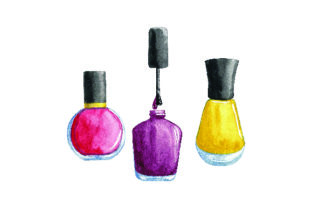 Bottles of Nail Polish - Watercolor Style for Beauty & Crafts