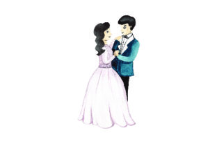 Bride And Groom Dancing Watercolor For Wedding Crafts