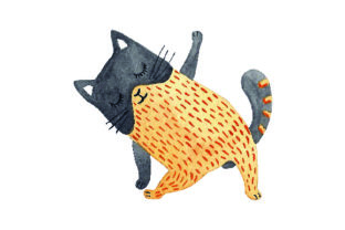 Cat Doing Yoga Watercolor for Crafts & Cat Brands