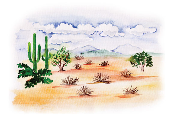Desert Scene in Watercolor – Nature Amp Crafts