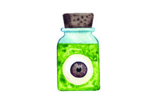 Eyeball in Jar Watercolor: Halloween Crafts & Branding