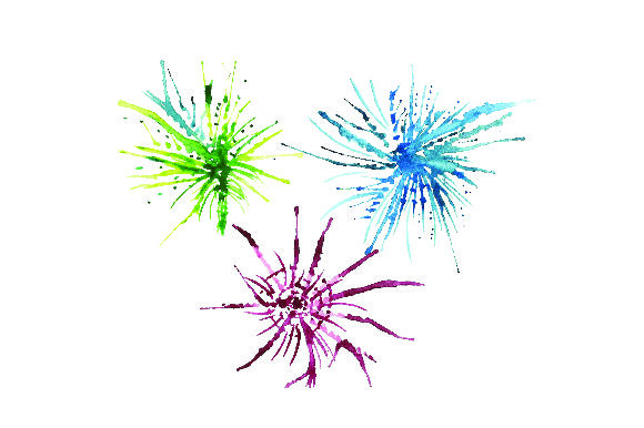 Fireworks - Watercolor Style: New Year S Crafts Visual