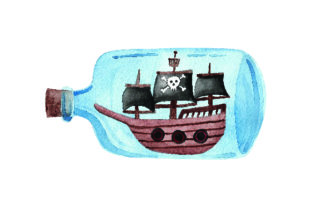 Glass Bottle Pirate Ship Watercolor: Pirates & Crafts