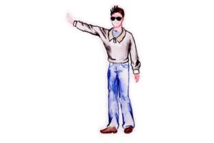 Man Hailing Taxi Watercolor for Travel Crafts