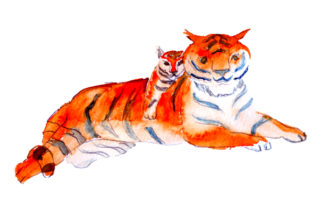 Mom and Baby Tigers in Watercolor: An Animal Crafts Asset Review
