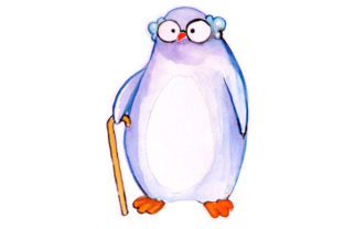Penguin Grandpa in Watercolor for Crafts & Animals Brands