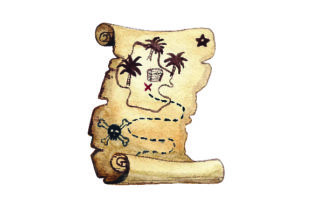 Pirate Treasure Map Watercolor Style Crafts & Pirates