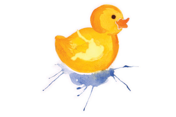 Rubber Duck Paint Splatter Watercolor Style: Bathroom Crafts