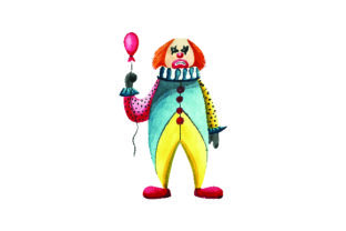 Scary Clown Watercolor Crafts for Halloween Branding