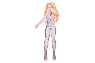 Singer with Microphone in Watercolor for Music Crafts Branding