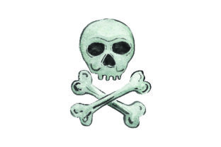 Skull Crossbones Watercolor for Halloween Crafts & Blogs