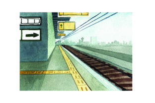 Train Station Watercolor Style in Travel Crafts