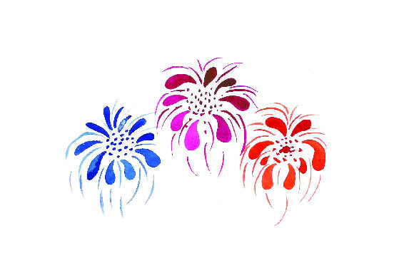 Watercolor Fireworks Crafts for New Year Branding