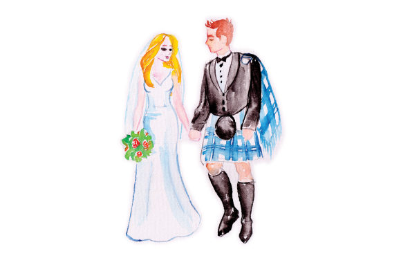 Watercolor Wedding Couple in Blue Kilt – Crafts Review