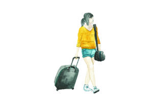 Woman Pulling Luggage Watercolor: Travel Crafts Review